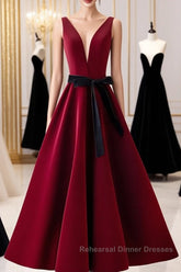 A Line V Neck Short Burgundy Semi Formal Prom Dresses, Wine Red Short Formal Graduation Homecoming Dresses